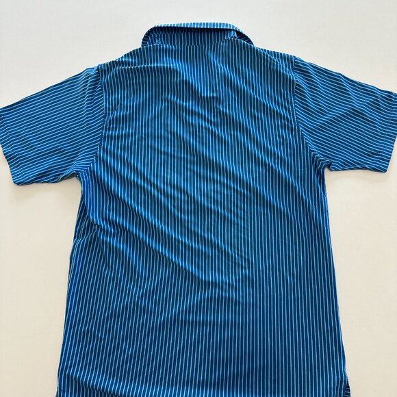 Peter Millar Summer Comfort Polo Shirt Mens Large Blue Green Striped Performance - Picture 4 of 6